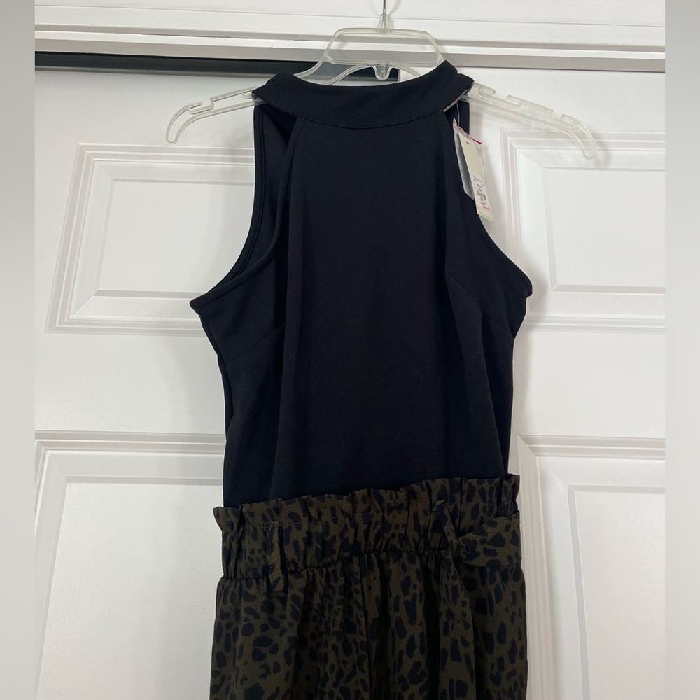 Francesca's Collections Black and Leopard Jumpsuit
